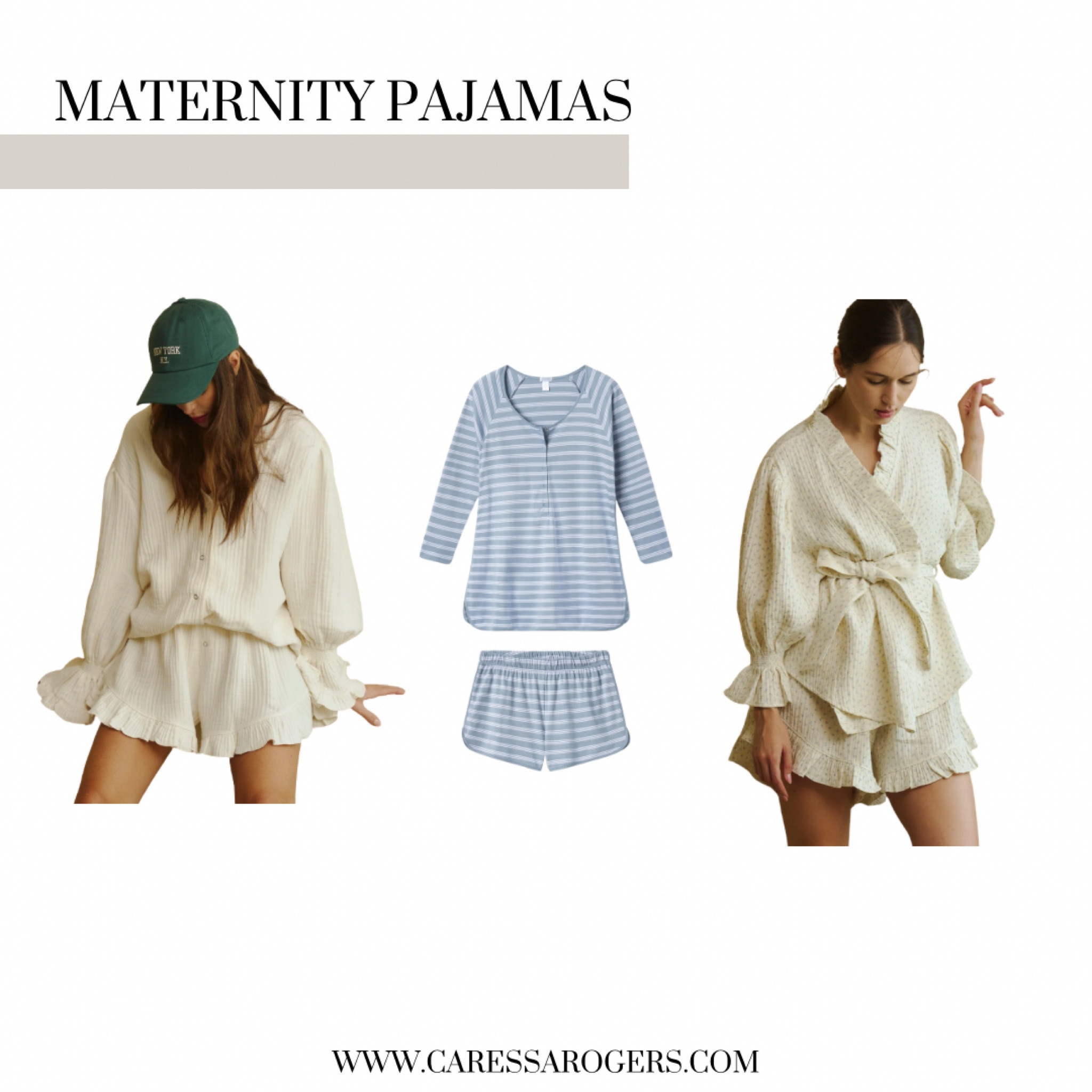 Perfect for cozy newborn photos on the bed! These maternity & nursing-friendly pajama short set from Nothing Fits But and Lake are stylish—ideal for lounging, nursing, and making memories.