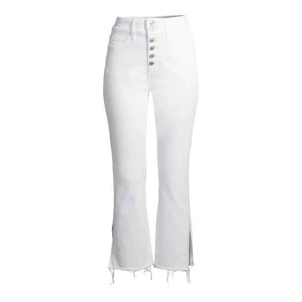Vervet Women’s Super High-Rise Button Up Crop Flare Jeans | Walmart (US)