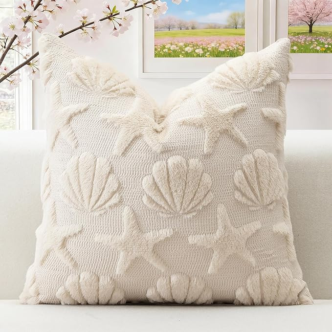 Artscope Shell Starfish Cushion Cover Set of 1 Beach Seaside Throw Pillow Cover for Sofa Square S... | Amazon (UK)