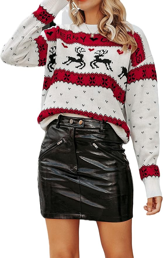BerryGo Women's Cute Christmas Sweater Ugly Long Sleeve Knit Pullover Reindeer Sweaters | Amazon (US)