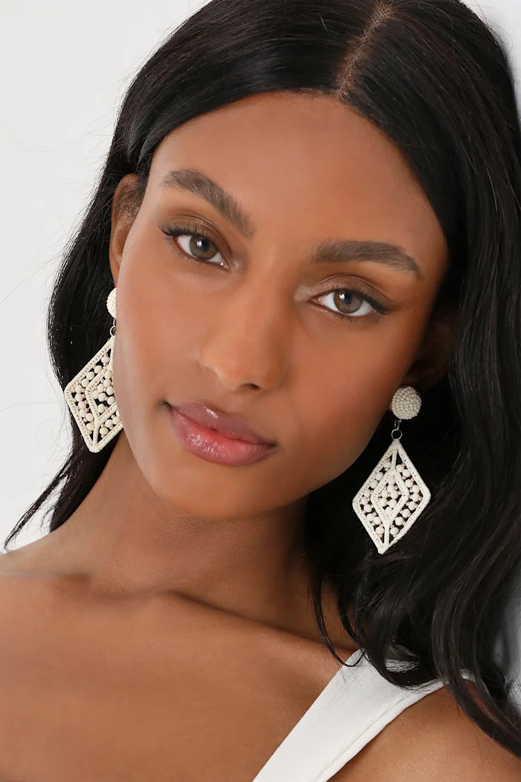 Favorite Shape Ivory Beaded Statement Earrings | Lulus (US)