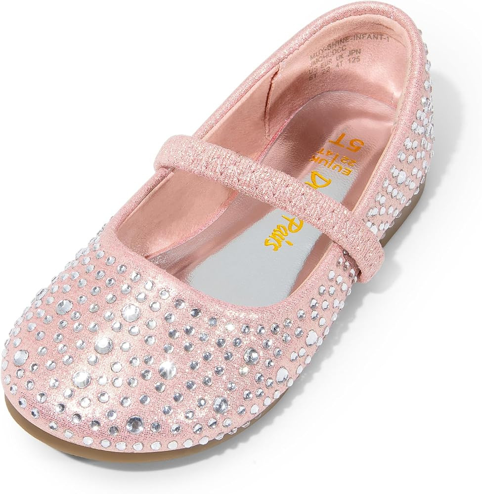 DREAM PAIRS Girls Mary Jane Rhinestone Dress Shoes Slip On Ballet Toddler Flats for Party, Weddin... | Amazon (US)