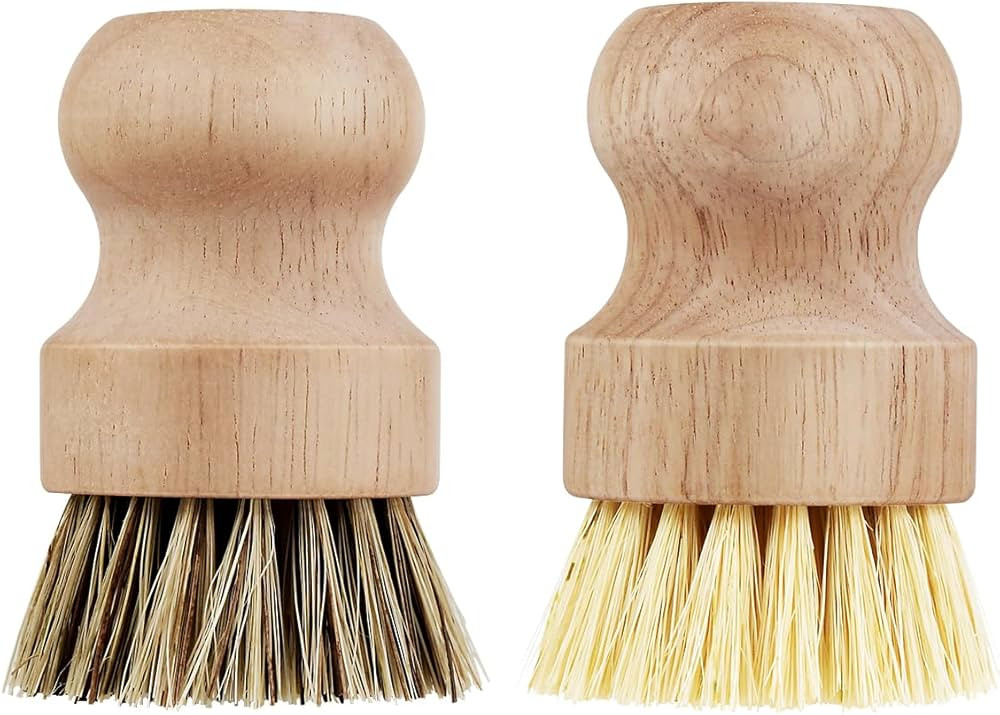 2 Pcs Dish Brush, Wood Dishes Scrub Brush, Pot Brush for Kitchen Cleaning Dishes Pots Pans (Sisal... | Amazon (US)