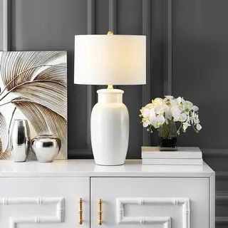 SAFAVIEH Lighting Norsi 27-inch Ivory Ceramic LED Table Lamp - 15" W x 15" L x 27.5" H | Bed Bath & Beyond