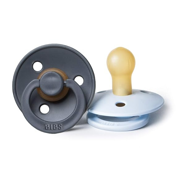 BIBS BPA-Free Natural Rubber Baby Pacifier | Made in Denmark (Baby Blue/Iron, 0-6 Months) 2-Pack | Amazon (US)