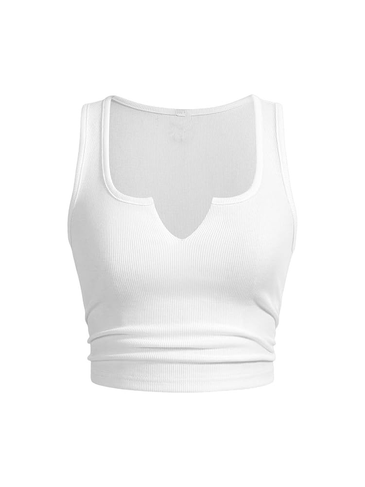 SOLY HUX Women's V Neck Crop Tops Basic Trendy Notched Sleeveless Slim Fit Summer Y2k Sexy Crop T... | Amazon (US)