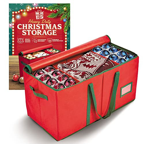 Holiday Cheer Premium Christmas Ornament Storage – Christmas Storage Container for Home Decorations and Festive Office Organizer – Fits 128 Holiday Ornaments – Tear-Proof Fabric | Amazon (US)