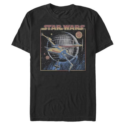 Mens Star Wars Death Star And Starfigther T Shirt - Black - Medium | Target