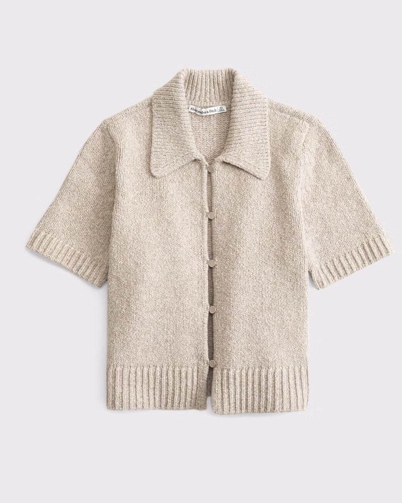 Short-Sleeve Collared Cardigan | Abercrombie & Fitch (US)