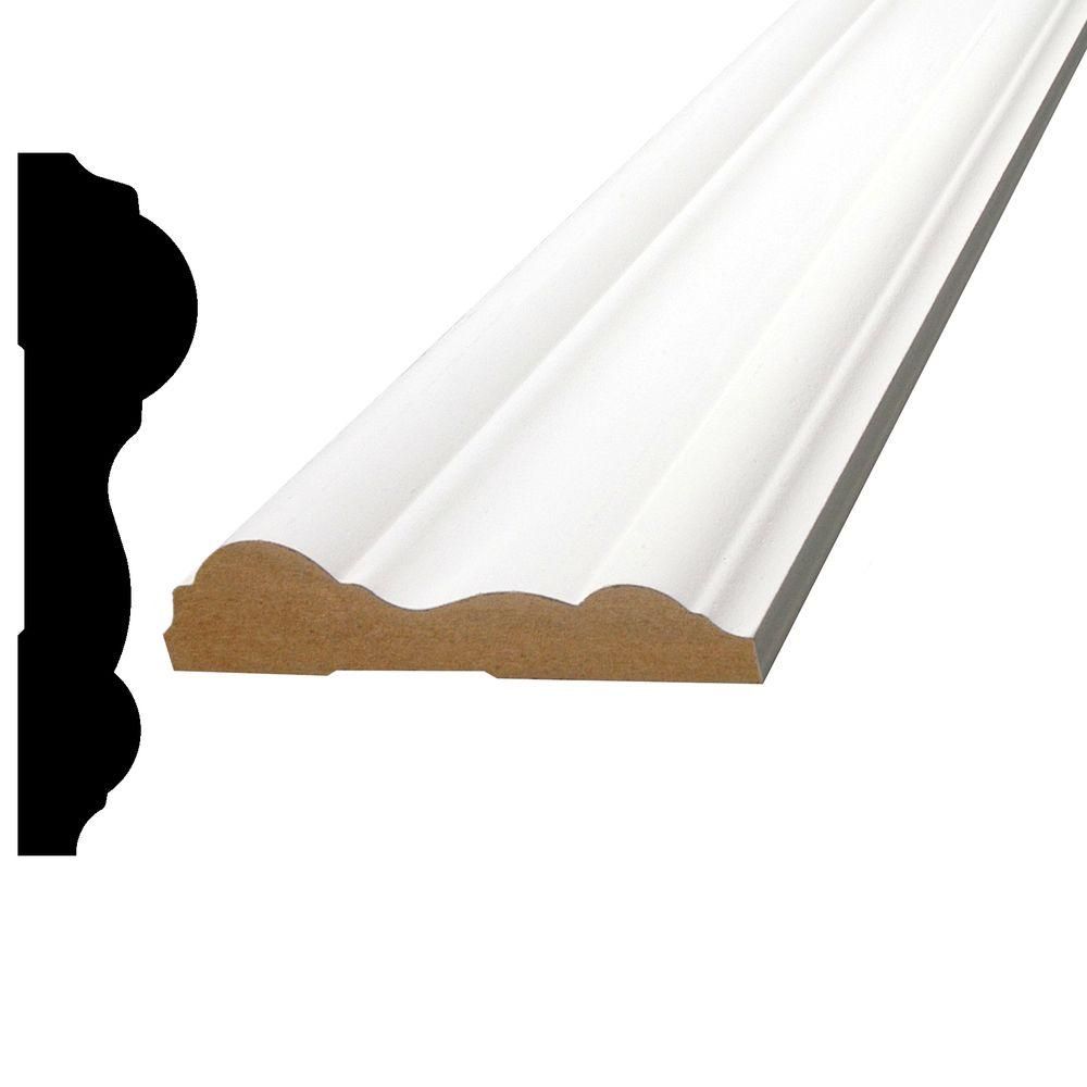 Alexandria Moulding 3/4 in. x 3 in. x 96 in. Primed MDF Chair Rail Moulding, Primed White | Home Depot