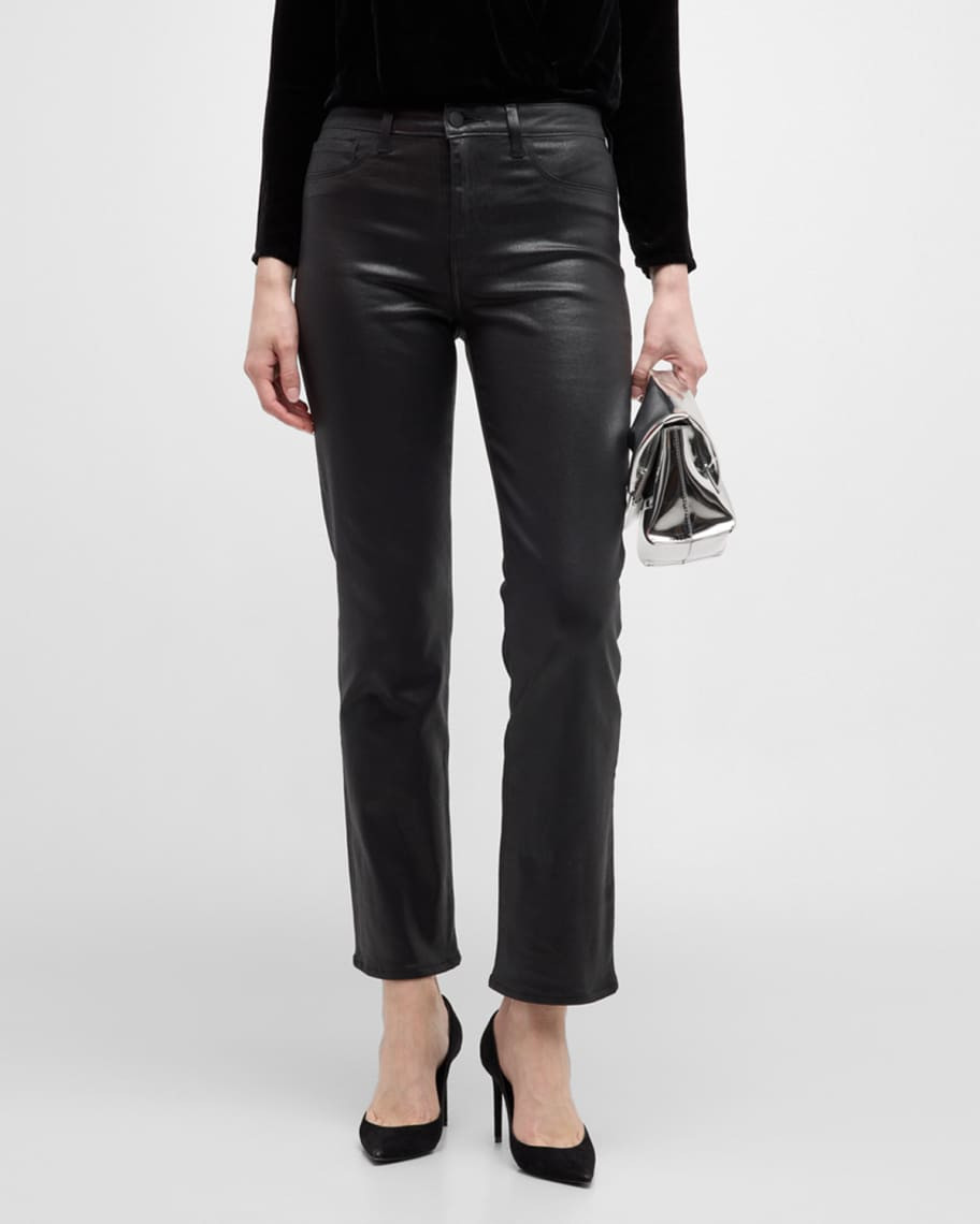 L'Agence Ginny High Rise Straight Cropped Jeans | Neiman Marcus