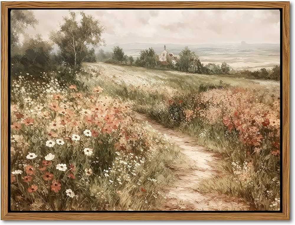 Vintage Framed Wall Art for Living Room – Vintage Wildflower Pictures Oil Paintings Canvas Prin... | Amazon (US)