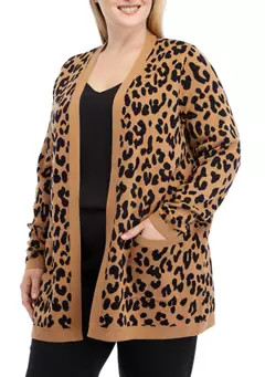Kim Rogers® Plus Size Long Sleeve Animal Print Cardigan | Belk