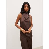 Pretty Lavish Breya Cowl Racer Top - Lace - Chocolate Brown | Very (UK)