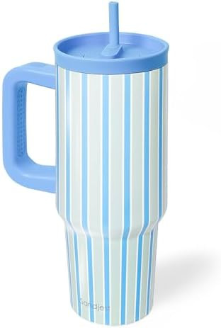 SANDJEST Stripe Stainless Steel Locking Lid Silicone Straw Tumbler with Handle 40oz, Insulated St... | Amazon (US)