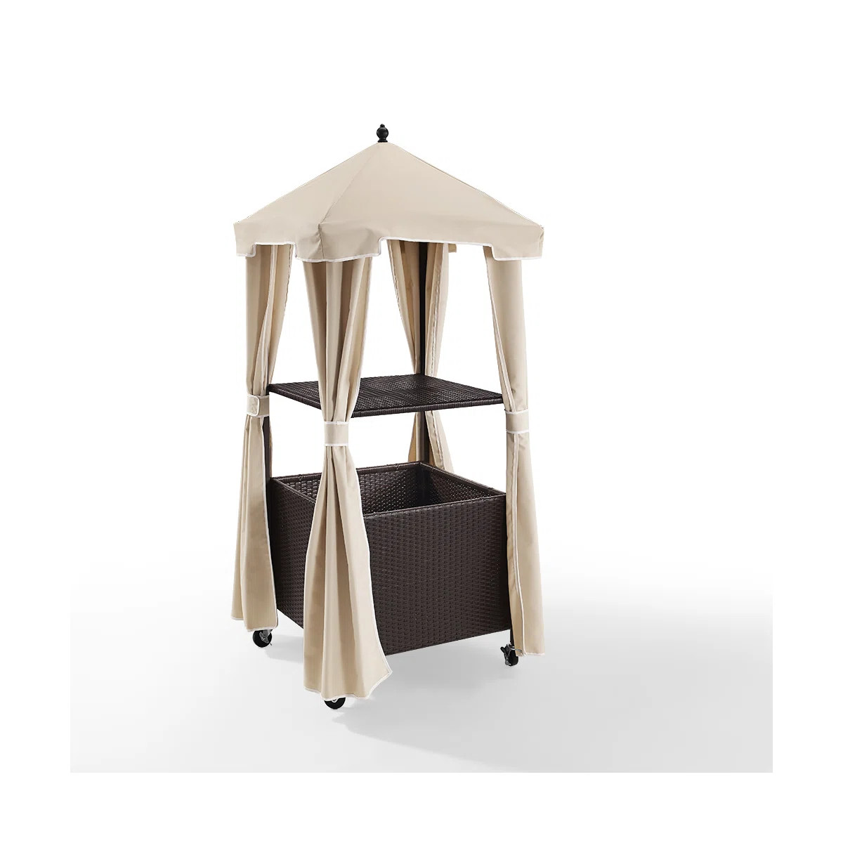 Mercury Row® 35.5'' W Water Resistant Towel Valet with Wheels in Dark Brown/Sand | Wayfair North America