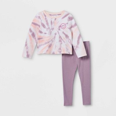 Toddler Girls' Tie-Dye Sweatshirt & Rib Leggings Set - art class™ Purple | Target