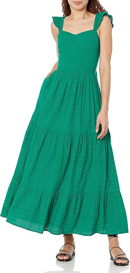 The Drop Women's Tulsi Ruffle-Sleeve Eyelet Maxi | Amazon (US)