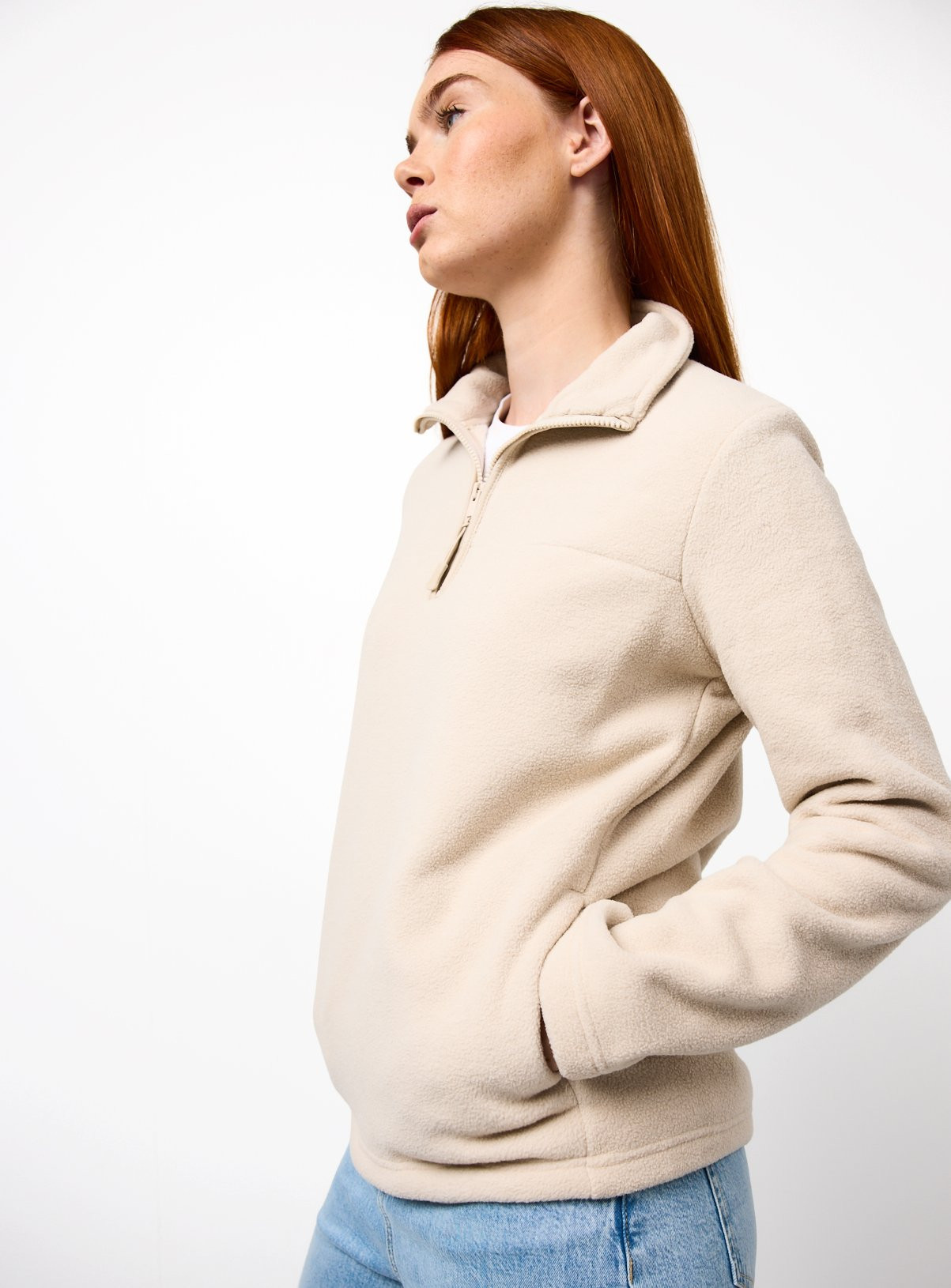 Cream Quarter Zip Fleece S | argos.co.uk
