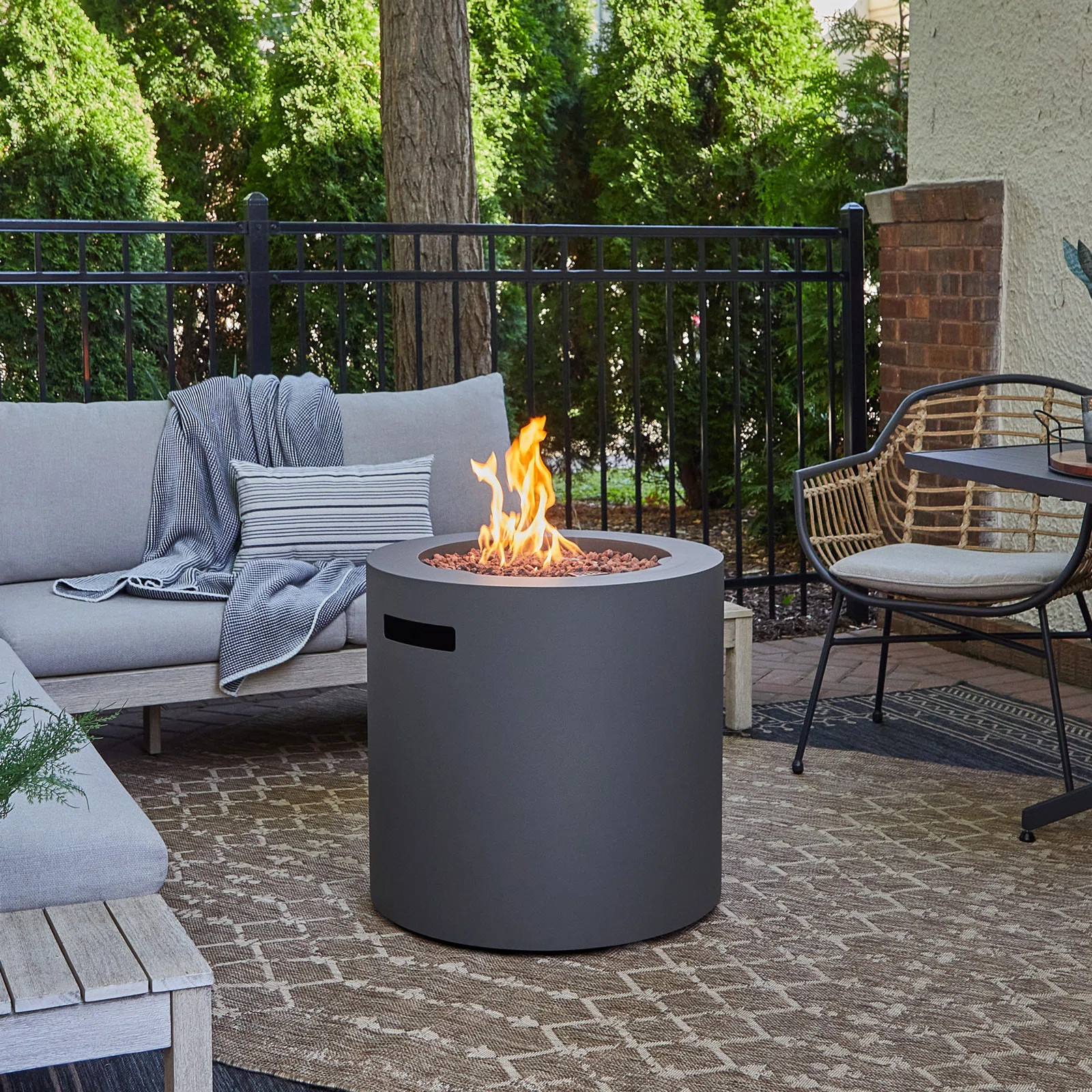 Real Flame Aegean 24" Round Steel Propane Fire Pit Table with Hidden Tank Storage by Real Flame &... | Wayfair North America