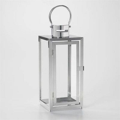 15&#34; Daphne Stainless Steel Metal Outdoor Lantern with Door - Smart Living | Target