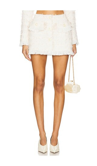 Yuhan Wang Frayed Tweed Mini Skirt in White. - size S | Revolve Clothing (Global)