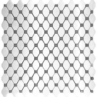 White 4 in. x 5 in. Octagon Polished Marble Mosaic Tile Sample (0.13 sq. ft./Piece) | The Home Depot