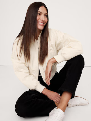 Water-Resistant Cropped Bomber Jacket | Banana Republic (US)