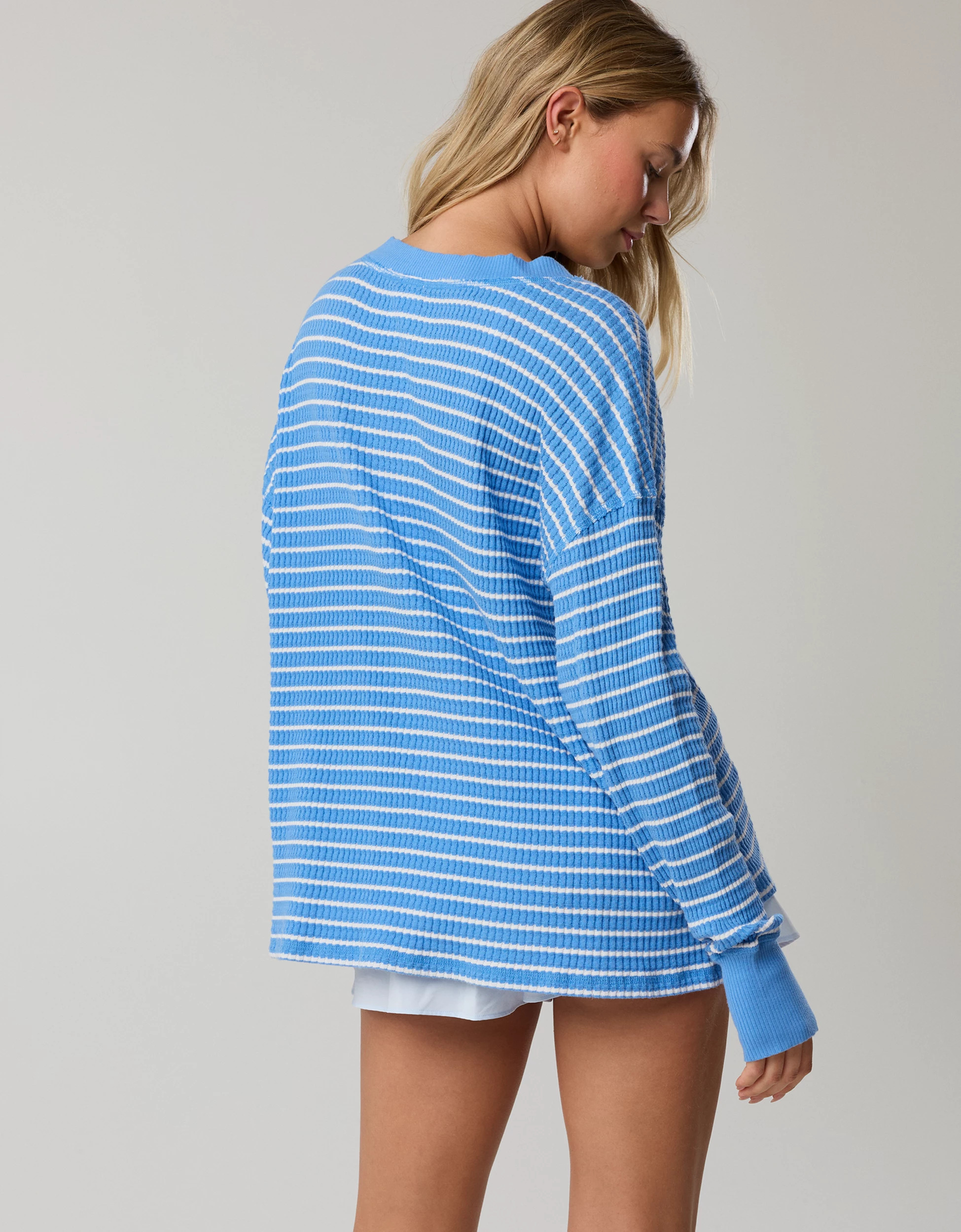 OFFLINE By Aerie Wow! Waffle Long Sleeve V Neck T-Shirt | Aerie