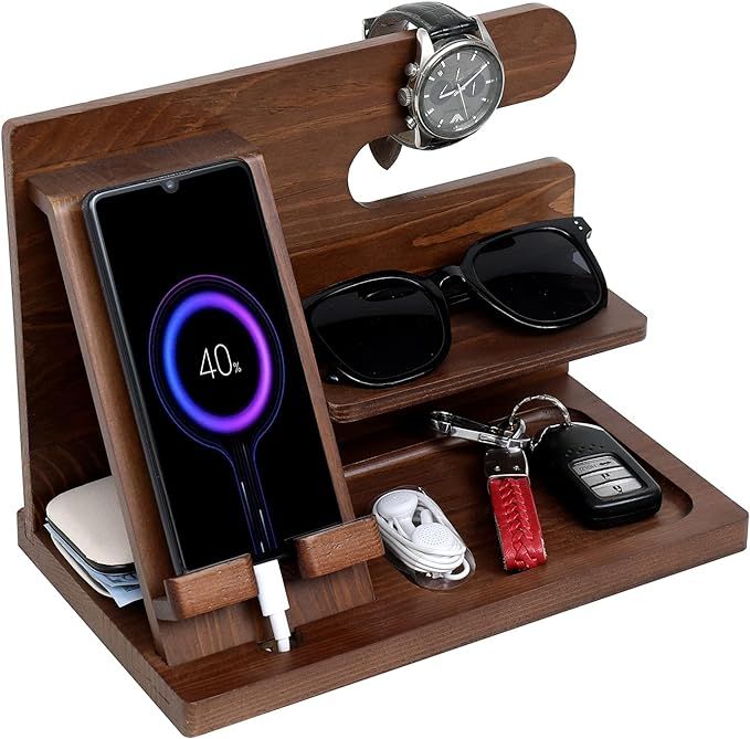 vipace Wood Phone Docking Station, Gifts for Him Birthday Gifts for Men, Nightstand Organizer Gif... | Amazon (US)