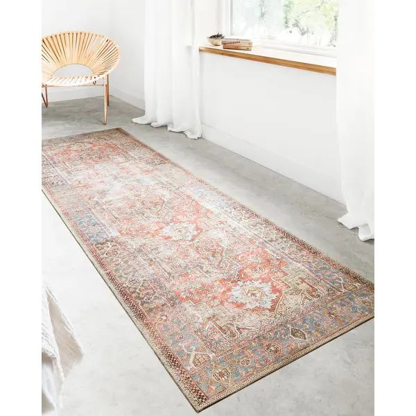 Alexander Home Tremezzina Printed Boho Terracotta Sky Distressed Rug - 8'4" x 11'6" - Terracotta/... | Bed Bath & Beyond