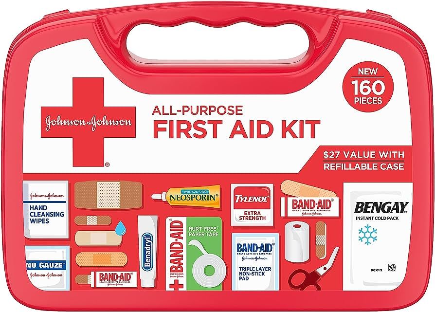 Johnson & Johnson All-Purpose Portable Compact First Aid Kit for Minor Cuts, Scrapes, Sprains & B... | Amazon (US)