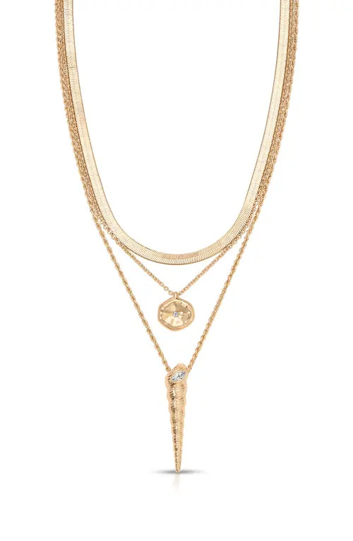 Ettika Saint Tropez Shell Charm Layered Necklace in Gold at Nordstrom | Nordstrom