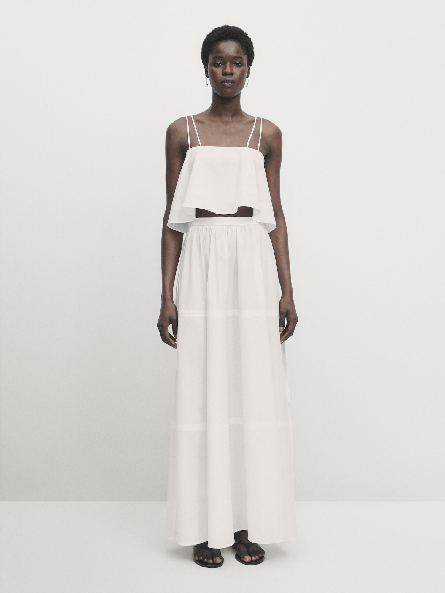 Cotton skirt with side slit | Massimo Dutti US
