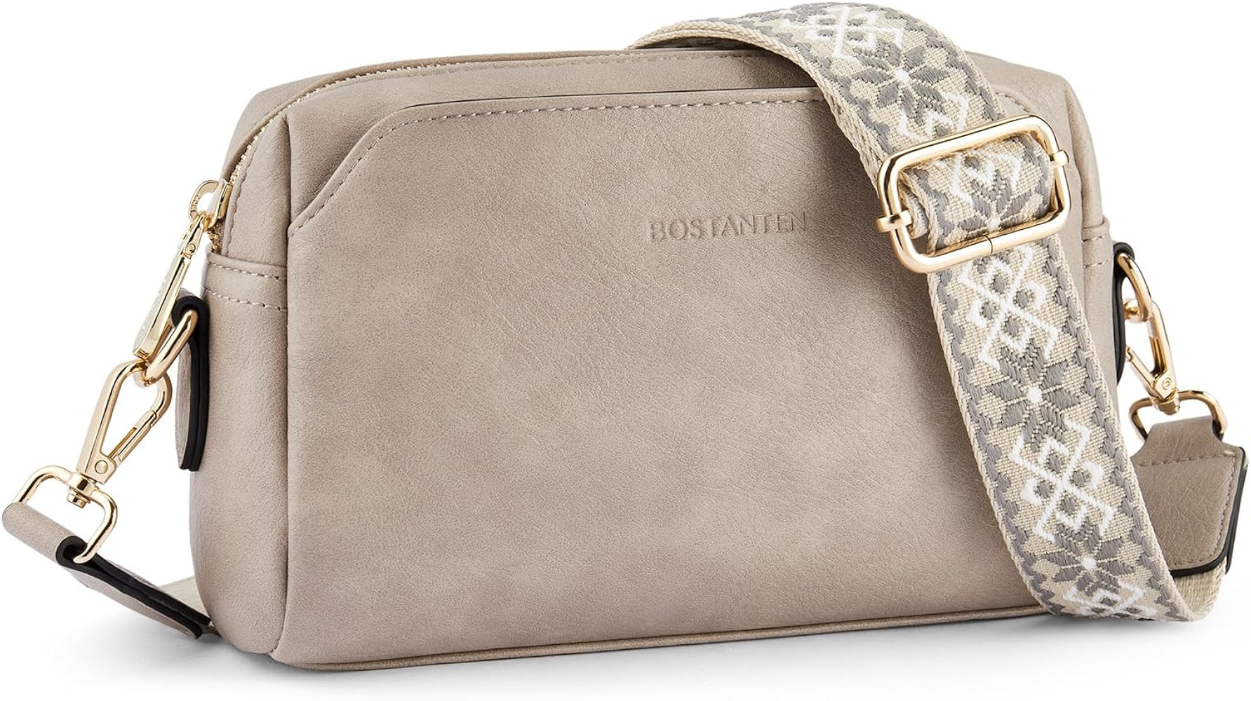 BOSTANTEN Small Crossbody Purse for Women Triple Zip Cell Phone Leather Handbag with Colored Shou... | Amazon (US)