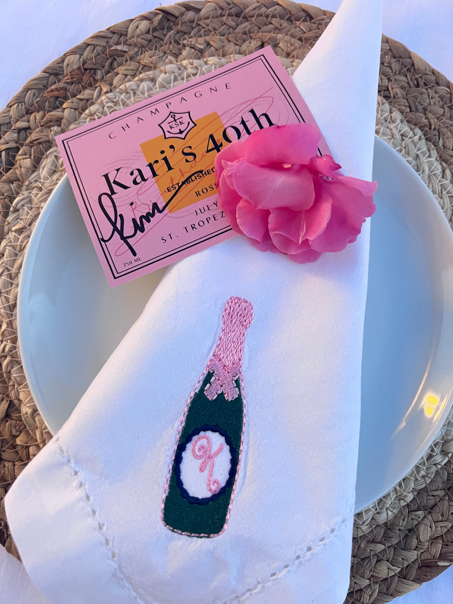 Champagne theme birthday monogrammed napkins and Personalized Veuve label

#LTKParties
