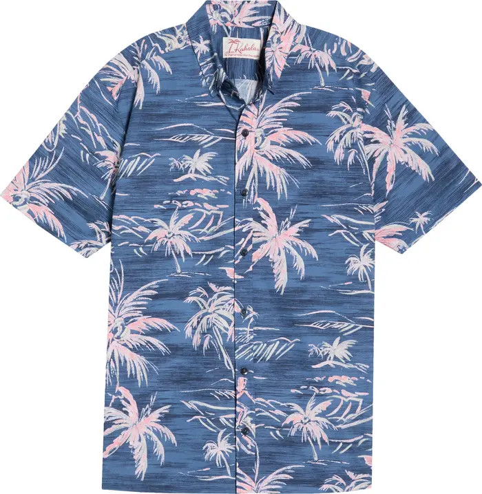 He'e Nalu Print Short Sleeve Cotton Button-Down Shirt | Nordstrom
