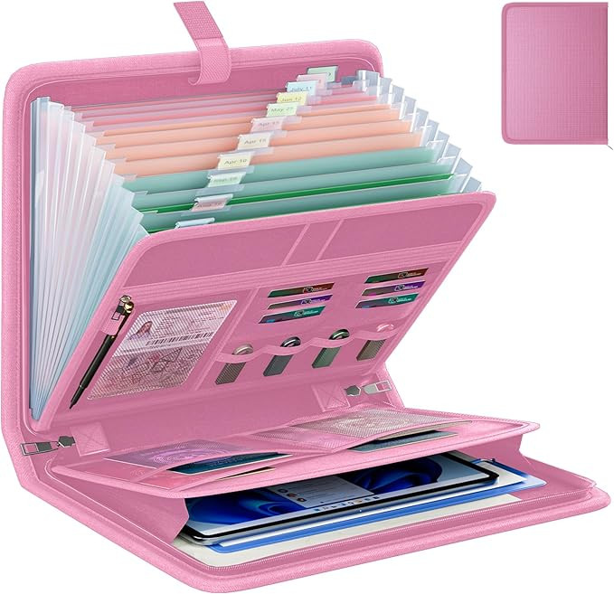 Fireproof Accordion File Organizer, Portable Expanding File Folder with Waterproof Zipper&Labels,... | Amazon (US)