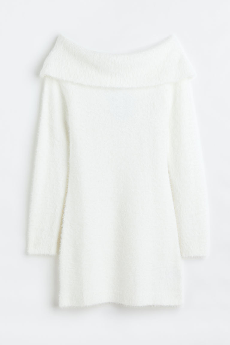 H & M - Flauschiges Off-Shoulder-Kleid - Weiß - Damen | H&M (DE, AT, CH, NL, FI)