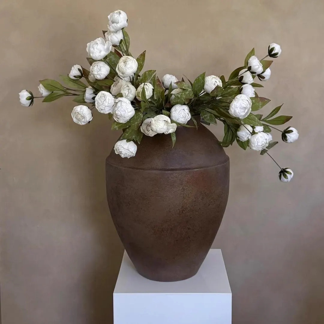 Large Vintage Pot Aged Artisan Vessel Aged Brown Earthy Stone Look Vase Hand Crafted| Antique Age... | Etsy (US)