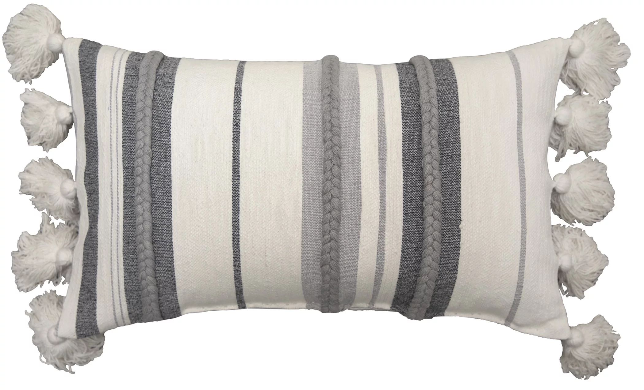 Better Homes & Gardens Decorative Throw Pillow, Stripe Oversize, Oblong, Ivory/Grey, 14'' x 24'',... | Walmart (US)