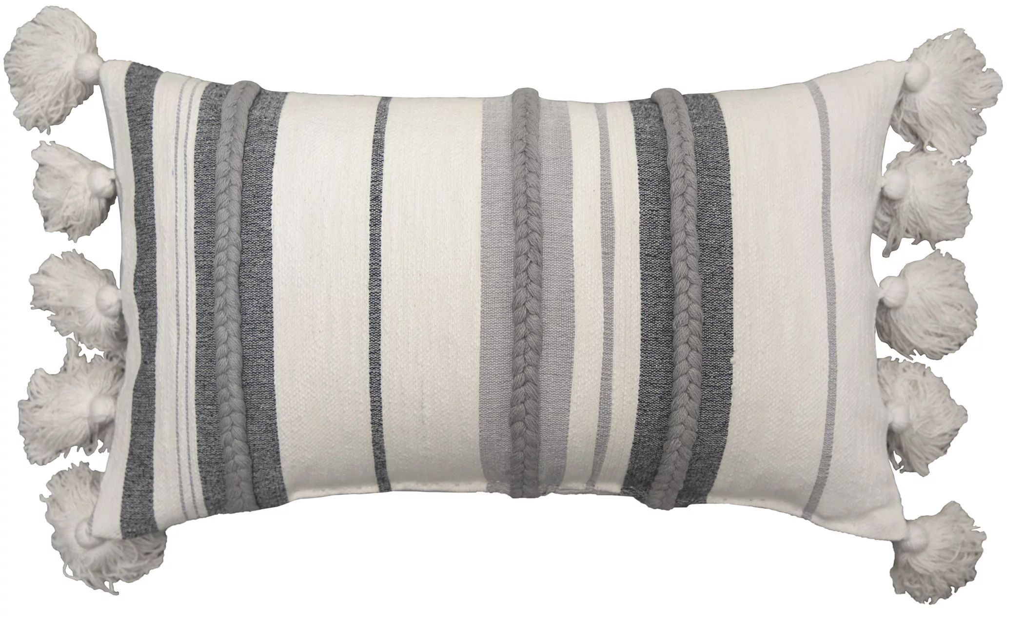 Better Homes & Gardens Decorative Throw Pillow, Stripe Oversize, Oblong, Ivory/Grey, 14'' x 24'', 1P | Walmart (US)