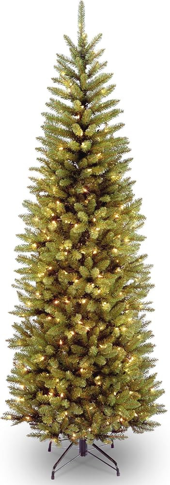 National Tree Company Artificial Pre-Lit Slim Christmas Tree, Green, Kingswood Fir, White Lights,... | Amazon (US)