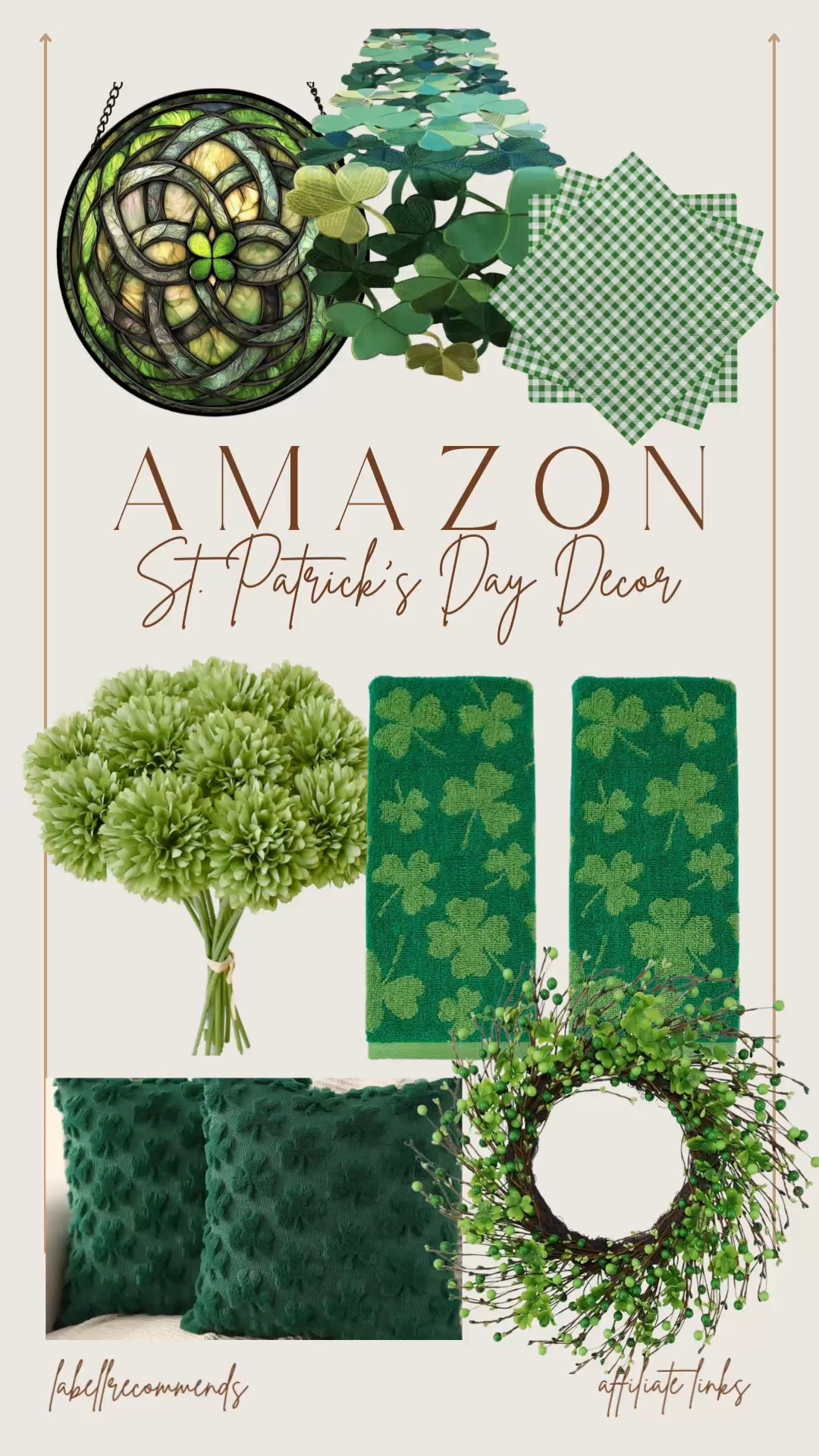 
Deck your home in festive luck with my favorite St. Patrick’s Day decor finds from Amazon – think shamrock wreaths, green florals, and Lucky vibes for every room 🍀☘️ 
From cozy throw pillows to festive table accents, these Amazon picks bring affordable, spirited Irish charm to your St. Patrick’s Day home styling 🍀✨.

	•	#StPatricksDayDecorations
	•	#StPatricksDayDecor
	•	#StPatricksDayDecoratingIdeas
	•	#StPatricksDayHomeDecor

St Patrick’s Day decor, St Patricks Day decorations, shamrock decor, green home accents, St Patrick’s Day decorating ideas, Irish holiday decorations, Lucky decor, Amazon St Patrick’s Day finds, farmhouse St Paddy’s decor, festive garland, clover accents, wreaths, throw pillows, table accents, March 17 holiday decor 

#LTKSeasonal #LTKHome