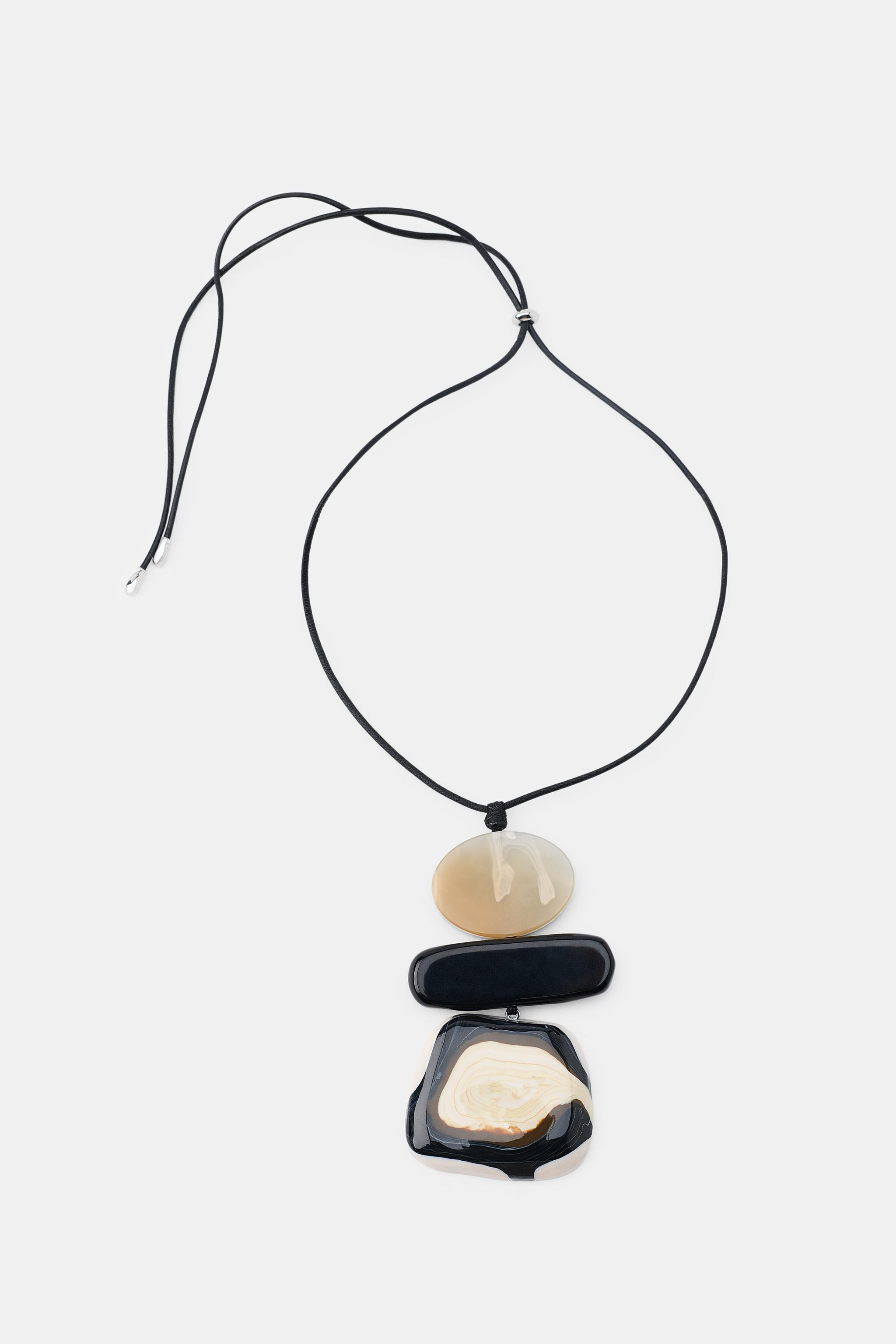LEATHER RESIN CORD NECKLACE | Zara US