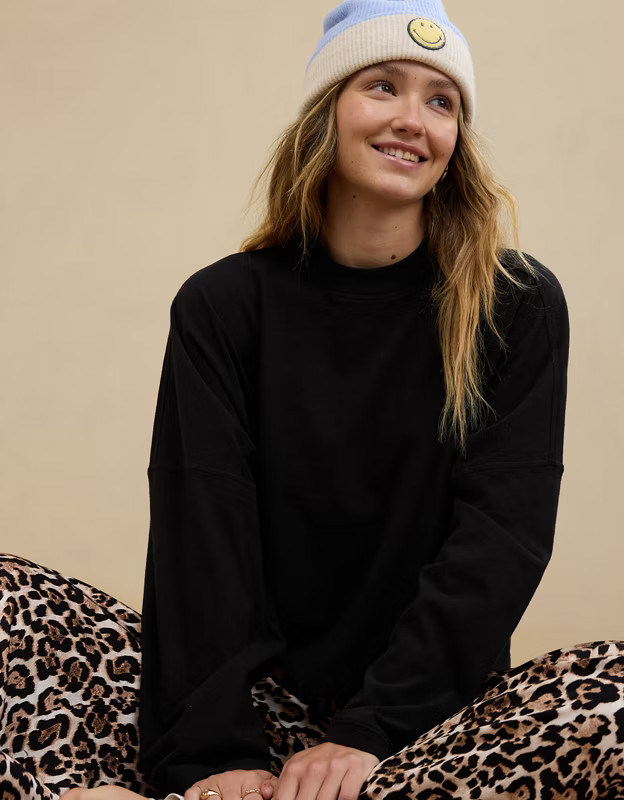 Aerie Cozy Long Sleeve Mockneck T-Shirt | American Eagle Outfitters (US & CA)