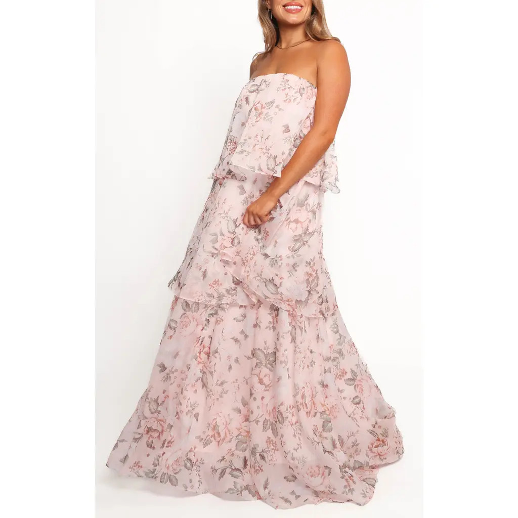 Petal & Pup Bloom Tiered Strapless Maxi Dress in Floral at Nordstrom, Size Large | Nordstrom