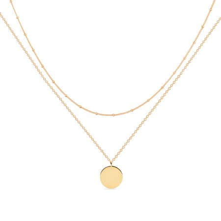 Mevecco 18K Gold Layered Disc/Circle Bead Chain Dainty Elegant Simple Layer Necklace for Women | Walmart (US)