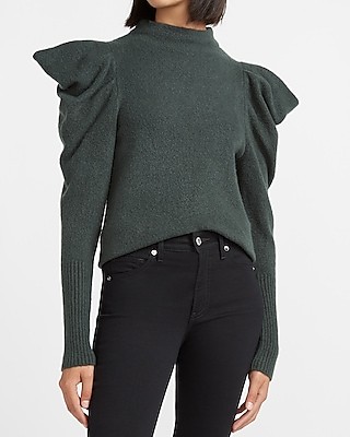 Puff Sleeve Mock Neck Sweater | Express