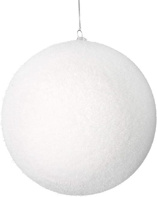 Vickerman 10" Christmas Ornament Flocked Ball - White Flocked Finish - Shatterproof Plastic - Hol... | Amazon (US)